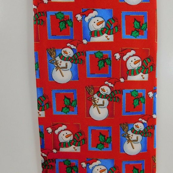 Festive Occasions NWOT Snowman Red Silk T543 - Picture 3 of 4